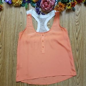 Bar III Orange Cream Mesh Racerback Crop Top